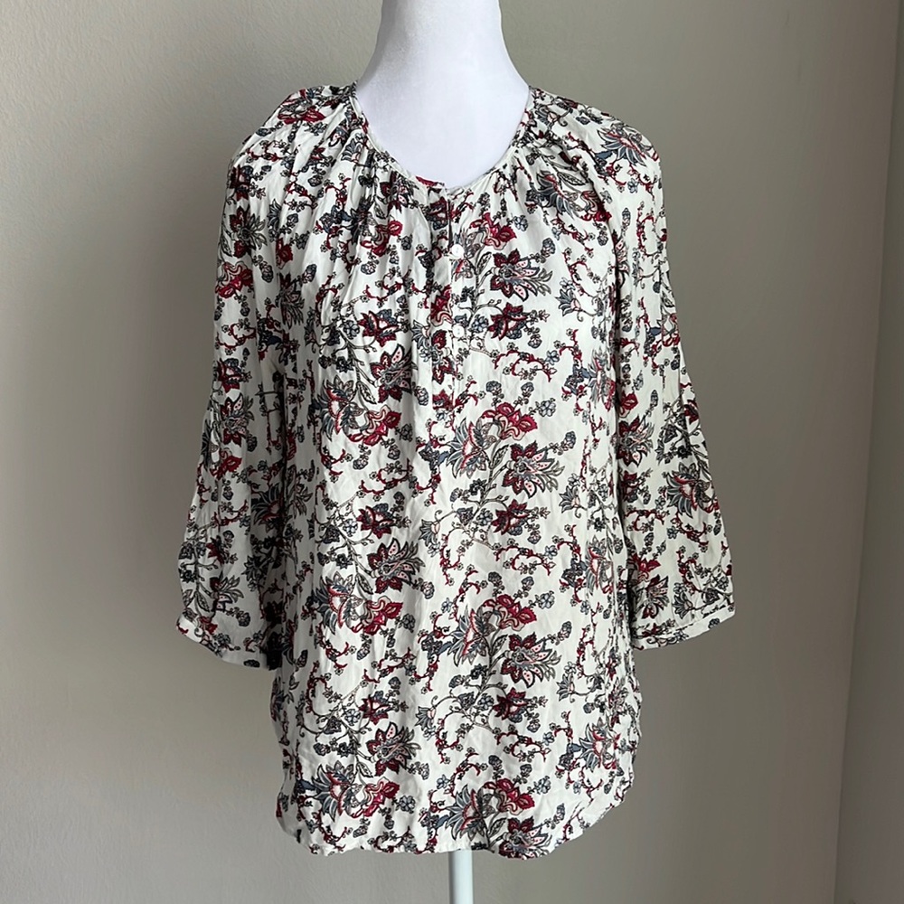Rose& Rhyme women’s white,red&gray blouse